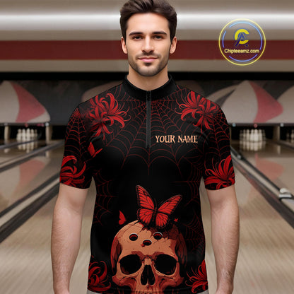 Skull Halloween Team Shirt Custom Horror Bowling Jersey for Men Bowling League Bowling Outfit QZT734