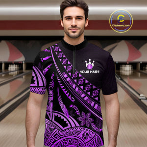 Purple Vintage Bowling Custom Men Bowling Shirt Polo & Quarter-Zip Bowling Team Jerseys HNT69