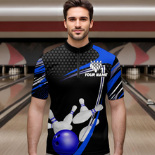 Load image into Gallery viewer, Blue Bowling Shirts for Men and Women Bowling Shirt Team Bowling Polo &amp; 1/4 Zip Shirt MBL36