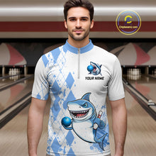 Load image into Gallery viewer, Blue Shark Bowling Custom Men Bowling Shirt Polo &amp; Quarter-Zip Bowling Team Jerseys HNT62