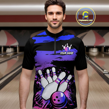 Load image into Gallery viewer, Purple Bowling Shirts Custom for Women Men Team Bowling Polo and 1/4 Zip Shirts MBL116