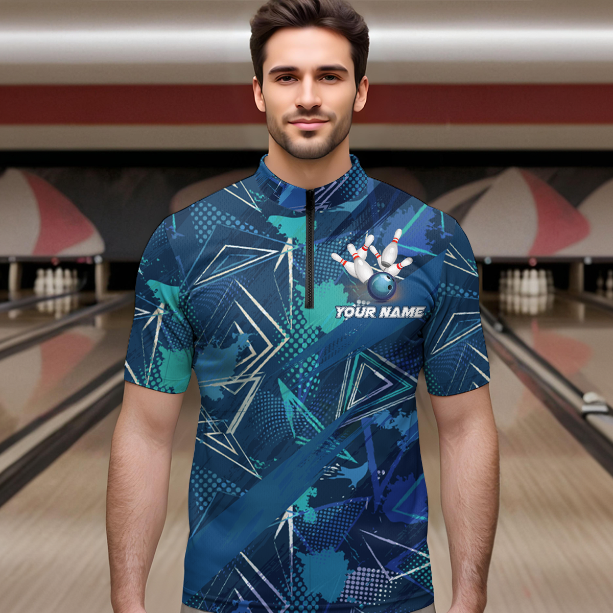 Blue Bowling Shirt Custom Bowling Jersey for Men & Women Flame Bowling Shirt for Bowlers MBL55