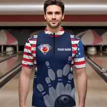 Load image into Gallery viewer, Custom Patriotic Bowling Shirts for Women Men American Flag Bowling Shirt for Team MBL06
