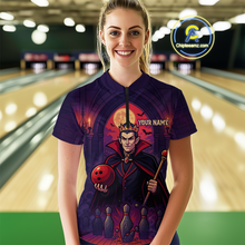 Load image into Gallery viewer, Custom Vampire Bowling Team Shirt Polo &amp; Quarter-Zip Bowling League Jersey for Women Outfit QZT752