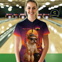 Load image into Gallery viewer, Custom Funny Dog Bowling Jersey for Women Bowling Uniform Polo &amp; 1/4 Zip Bowling Team Shirts HNT135