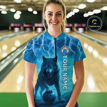 Load image into Gallery viewer, Lightning Wolf Bowling Shirts for Team Women Men Custom Blue Wolf Bowling Jerseys MBL193