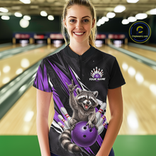 Load image into Gallery viewer, Custom Purple Raccoon Bowling Jersey for Women Bowling Team Shirts Bowling Polo &amp; 1/4 Zip HNT254