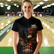 Load image into Gallery viewer, Custom Custom American Eagle Bowling Shirt for Women Polo &amp; Quarter-Zip Bowling Jersey Bowling Outfit QZT779
