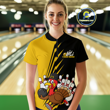 Load image into Gallery viewer, Yellow Turkey Bowling Shirts for Women Men Team Custom Bowling Jerseys Thanksgiving MBL180