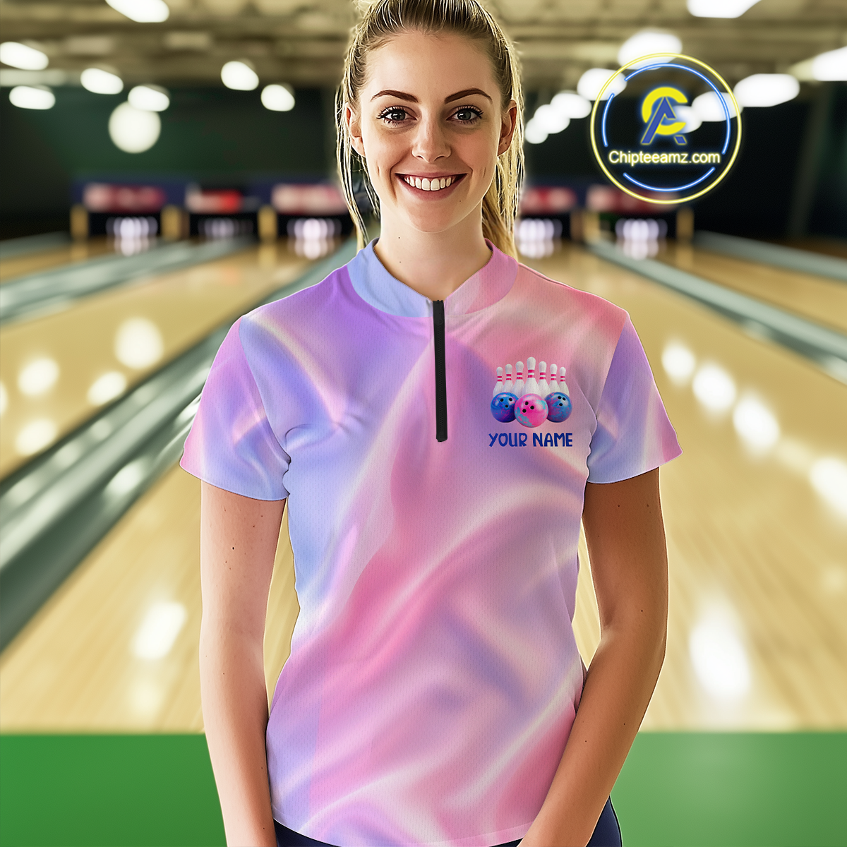 Custom Pink Bowling Shirts for Men Women Team Bowling Polo & Quarter Zip Shirts MBL114