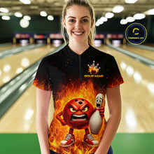 Load image into Gallery viewer, Flaming Bowling Shirts for Team Women Men Bowling Polo &amp; 1/4 Zip Shirt Custom MBL244