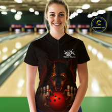 Load image into Gallery viewer, Red&amp;Black Wolf Bowling Shirts for Team Women Men Custom Wolf Bowling Polo &amp;1/4 Zip MBL196