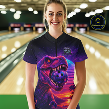 Load image into Gallery viewer, Custom Retro Galaxy Dinosaur Bowling Jersey for Women Bowling Shirts for Team Polo &amp; 1/4 Zip HNT245