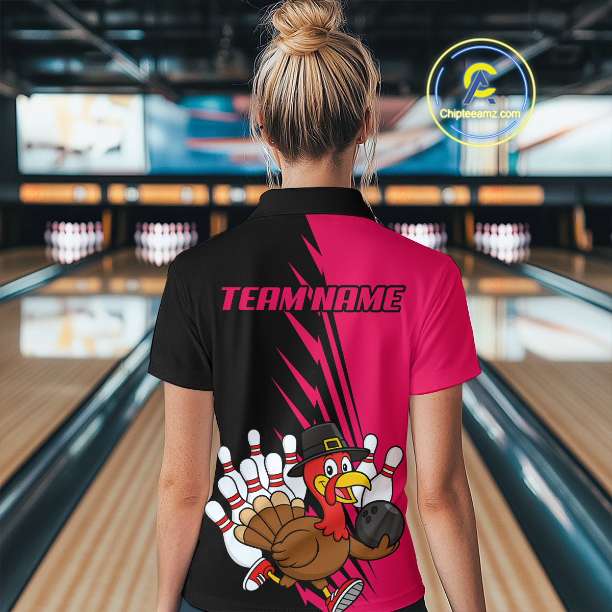 Pink Turkey Bowling Shirts for Women Men Team Custom Bowling Jerseys Thanksgiving MBL180
