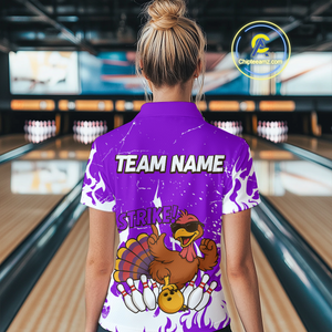 Custom Purple Funny Turkey Bowling Jersey for Women Thanksgiving Bowling Team Shirts HNT115