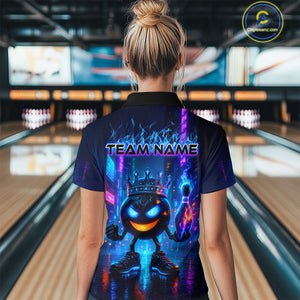 Custom Neon Lightning Bowling Shirt Funny Women Bowling Team Jersey Polo & 1/4-Zip Bowling Outfit QZT740