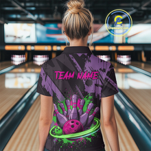 Load image into Gallery viewer, Custom Colorful Bowling Women Shirts Bowling Uniform Polo &amp; 1/4 Zip Bowling Team Jerseys HNT99