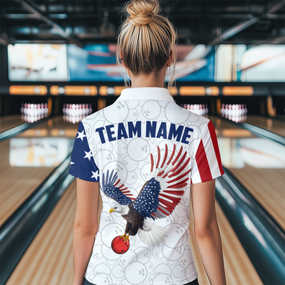 American Bowling 1/4 Zip Shirt Men & Women Custom Eagle Bowling Team Jersey Patriotic BDT560