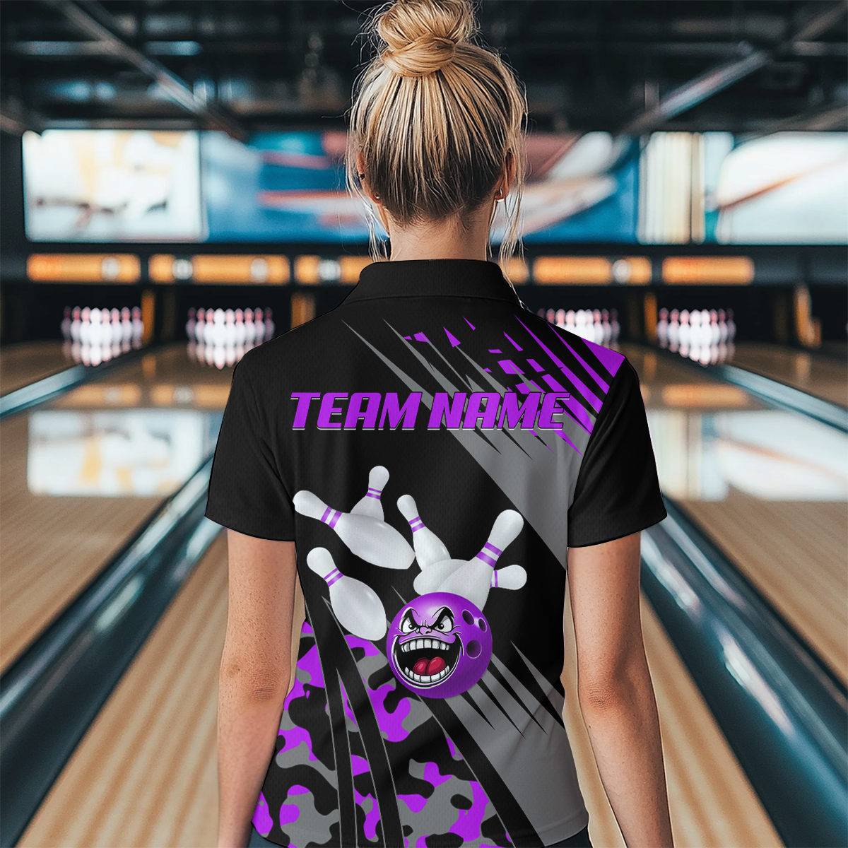 Personalized Purple Crazy Bowling Shirt Quarter-Zip Bowling Jersey Bowling Outfit QZT609