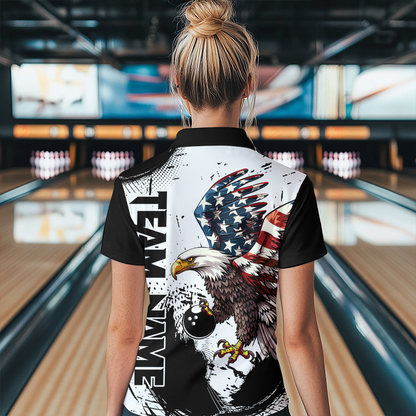 Personalized Eagle Bowling Shirts Patriotic Bowling Jersey for Women 1/4 Zip Shirt QZT307