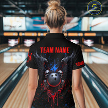 Load image into Gallery viewer, Custom Eagle Skull Bowling Women Shirts Bowling Uniform Polo &amp; 1/4 Zip Bowling Team Jerseys HNT102
