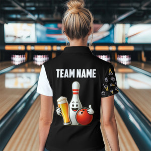 Custom Beer Bowling Shirt Funny Bowling Team League 1/4 Zip Bowling Shirt for Men QZT403