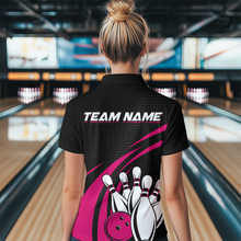 Load image into Gallery viewer, Pink Bowling Jersey Women Custom Bowling Team Shirts Unisex Bowling Women Short Sleeve Quarter-zip Shirt CP29