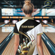 Load image into Gallery viewer, Gold Bowling Custom Women Bowling Shirt Polo &amp; Quarter-Zip Bowling Team Jerseys HNT61