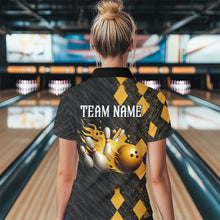 Load image into Gallery viewer, Flame Yellow Bowling Team Shirt Custom Bowling Jersey for Men Women Flame Quarter-Zip Shirt QZT679
