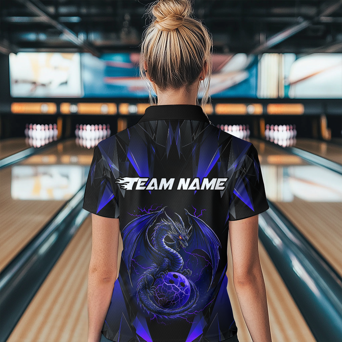Blue Dragon Personalized Bowling Shirts For Women, Bowling Team Shirt Polo & Quarter-Zip HNT40