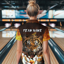 Load image into Gallery viewer, Flames Bowling Shirts Tiger Bowling Jersey Quarter-Zip Bowling Team League QZT634