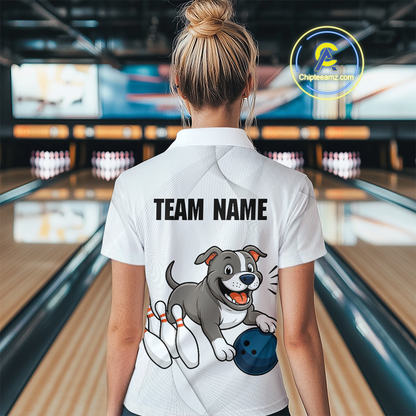 Custom Funny French Bulldog Bowling Women Polo & 1/4 Zip Shirts Bowling Team Jerseys HNT94