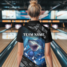 Load image into Gallery viewer, Custom Shark Bowling League Shirts For Women, Personalized Bowling Team Jerseys Polo &amp; Quarter-Zip HNT36