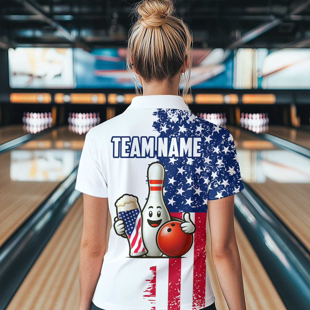 Custom Beer Bowling Shirts 1/4 Zip American Bowling Jersey for Women QZT444