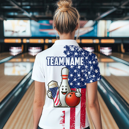 Custom Beer Bowling Shirts 1/4 Zip American Bowling Jersey for Women QZT444