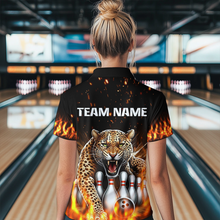 Load image into Gallery viewer, Custom Bowling Shirts Bowling Quarter Zip Flames Bowling Shirt for Women QZT452