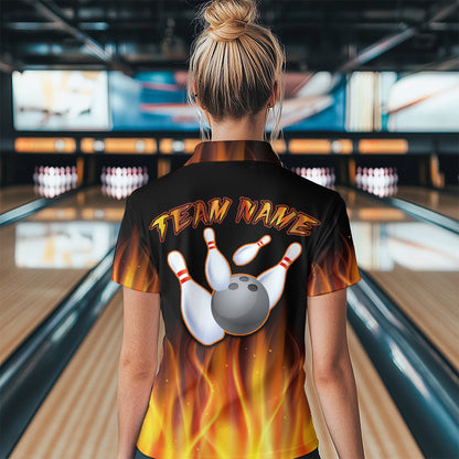Personalized Bowling Jersey with Name Bowling Team Jersey Bowling Quarter-Zip for Women Shirt QZT17