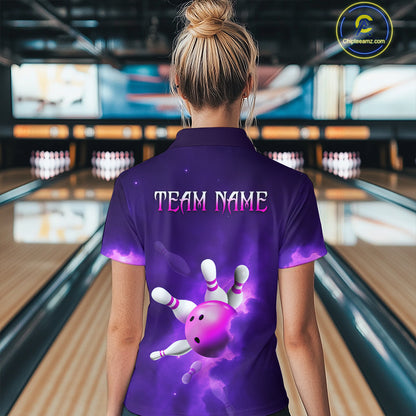 Purple Smoke Bowling Shirts for Women Men Team Custom Bowling Jerseys MBL126