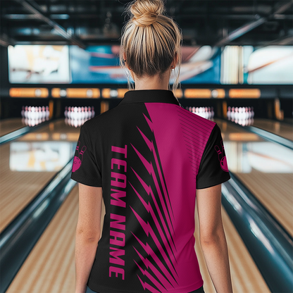 Custom Pink Bowling Shirts for Men Women Team Bowling Polo & 1/4 Zip Shirt MBL48