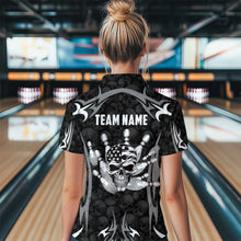 Load image into Gallery viewer, Skull Bowling Shirt for Women Personalized Patriotic Bowling Team Jersey Shirts Polo &amp; Quarter-Zip HNT32