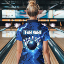 Load image into Gallery viewer, Thunder Lightning Bowling Shirt Blue Bowling Jersey Men Women Team Bowling Shirts MBL64