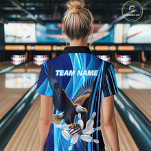Load image into Gallery viewer, Custom Blue Eagle Bowling Shirt for Men Women Team Bowling Polo Shirts &amp; 1/4 Zip MBL95