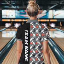 Load image into Gallery viewer, Dark Grey Bowling Pattern Custom Women Bowling Polo &amp; Quarter-Zip Shirts Bowling Team Jerseys HNT45