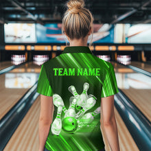 Load image into Gallery viewer, Custom Green Bowling Jersey for Women Bowling Team Shirts Bowling Uniform Polo &amp; 1/4 Zip HNT162