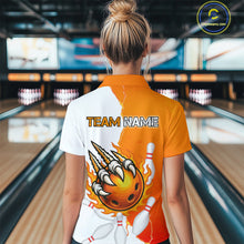 Load image into Gallery viewer, Custom Sharp Claws Bowling Shirt Orange Men Women Team Bowling Flaming Jerseys MBL91