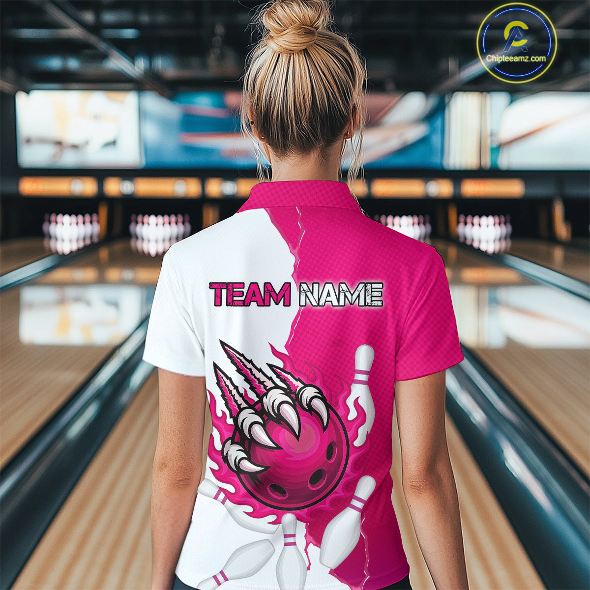 Custom Sharp Claws Bowling Shirt Pink Men Women Team Bowling Flaming Jerseys MBL91