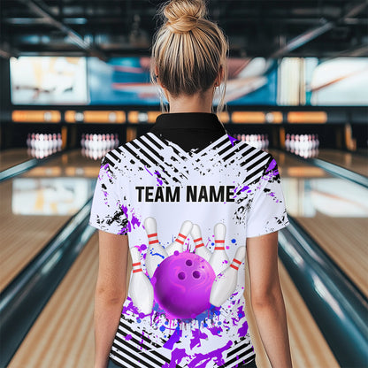 Purple Bowling Shirts Custom Watercolor Bowling Jersey for Men Women with Team Name MBL53