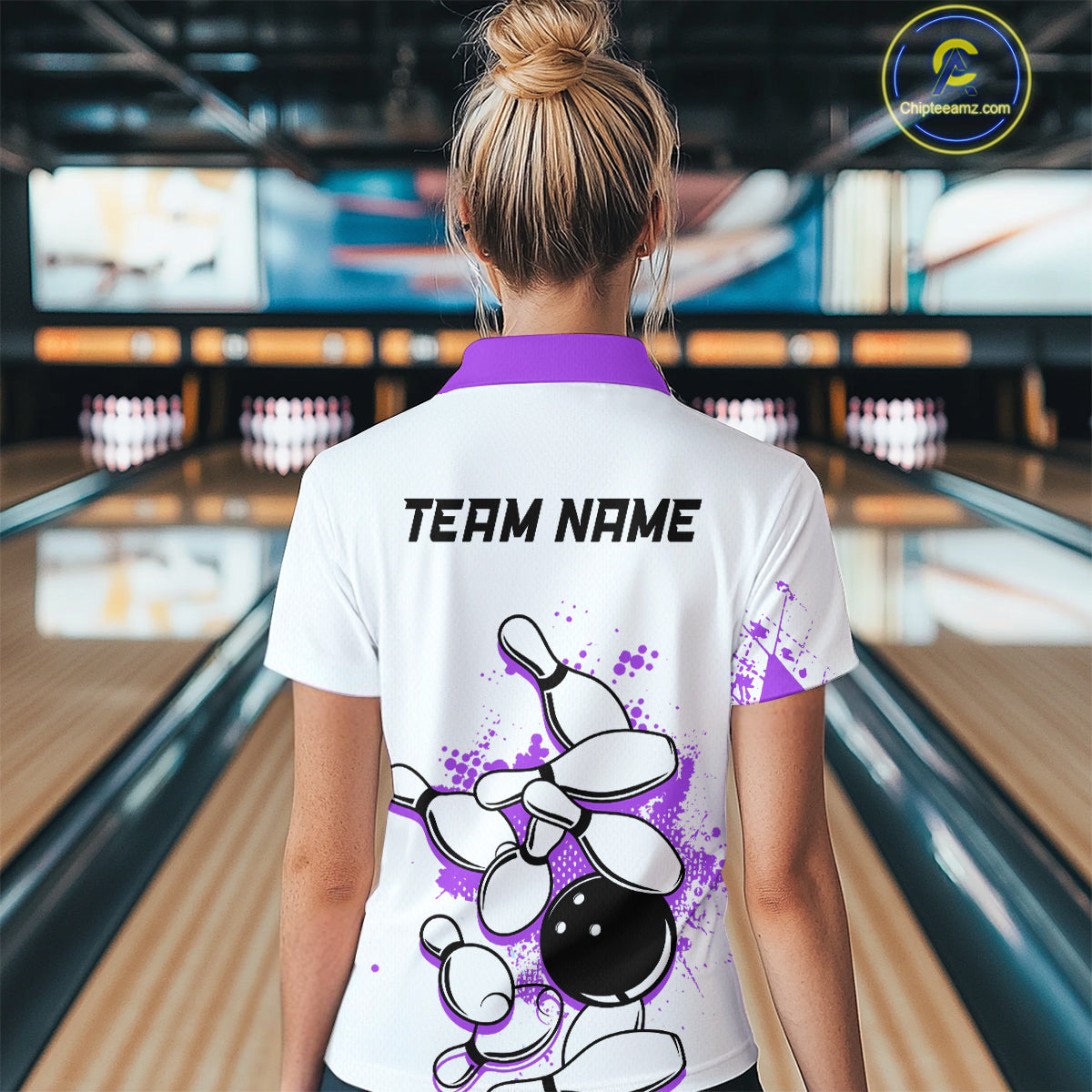 Purple Vintage Bowling Custom Women Bowling Shirt Polo & Quarter-Zip Bowling Team Jerseys HNT68