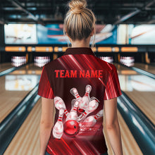 Load image into Gallery viewer, Custom Red Bowling Jersey for Women Bowling Team Shirts Bowling Uniform Polo &amp; 1/4 Zip HNT162
