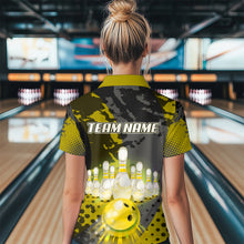 Load image into Gallery viewer, Fire Bowling Shirt Custom Yellow Bowling Jersey for Men Women with Team Name MBL63